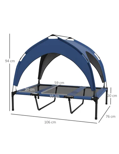 PawHut Cooling Raised Pet Bed w/ Washable Breathable Mesh, for Large Dogs, 106 x 76 x 94cm - Dark Blue