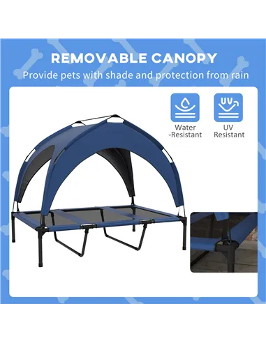 PawHut Cooling Raised Pet Bed w/ Washable Breathable Mesh, for Large Dogs, 106 x 76 x 94cm - Dark Blue