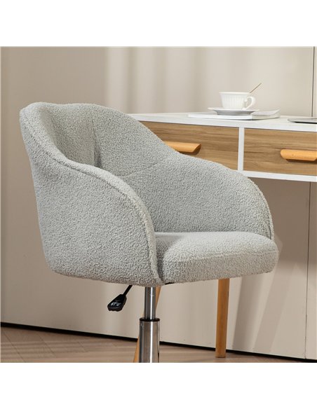 HOMCOM Teddy Fleece Swivel Office Chair - Grey