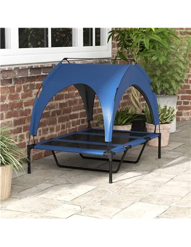 PawHut Cooling Raised Pet Bed w/ Washable Breathable Mesh, for Large Dogs, 106 x 76 x 94cm - Dark Blue