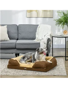 PawHut Calming Dog Bed Pet Mattress w/ Removable Cover, Anti-Slip Bottom, for Medium Dogs, 90L x 69W x 21Hcm - Brown 2