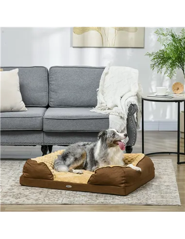 PawHut Calming Dog Bed Pet Mattress w/ Removable Cover, Anti-Slip Bottom, for Medium Dogs, 90L x 69W x 21Hcm - Brown