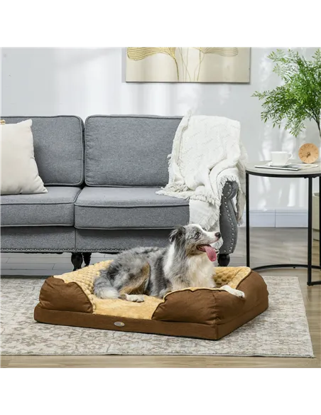 PawHut Calming Dog Bed Pet Mattress w/ Removable Cover, Anti-Slip Bottom, for Medium Dogs, 90L x 69W x 21Hcm - Brown