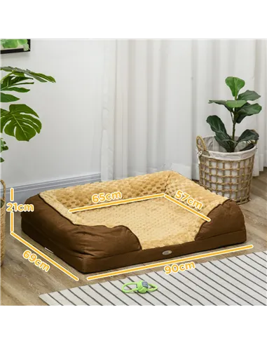 PawHut Calming Dog Bed Pet Mattress w/ Removable Cover, Anti-Slip Bottom, for Medium Dogs, 90L x 69W x 21Hcm - Brown
