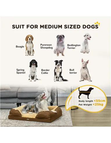 PawHut Calming Dog Bed Pet Mattress w/ Removable Cover, Anti-Slip Bottom, for Medium Dogs, 90L x 69W x 21Hcm - Brown