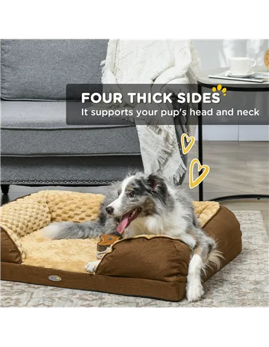 PawHut Calming Dog Bed Pet Mattress w/ Removable Cover, Anti-Slip Bottom, for Medium Dogs, 90L x 69W x 21Hcm - Brown