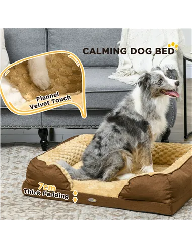 PawHut Calming Dog Bed Pet Mattress w/ Removable Cover, Anti-Slip Bottom, for Medium Dogs, 90L x 69W x 21Hcm - Brown