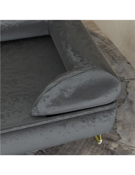 PawHut Cat Sofa Pet Couch w/ Removable Backrest, Soft Cushion, Washable Cover, for Small and Medium Sized Dogs, Grey