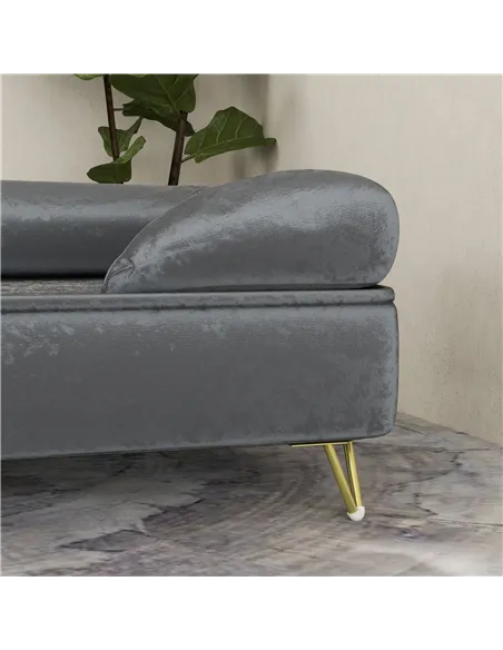 PawHut Cat Sofa Pet Couch w/ Removable Backrest, Soft Cushion, Washable Cover, for Small and Medium Sized Dogs, Grey