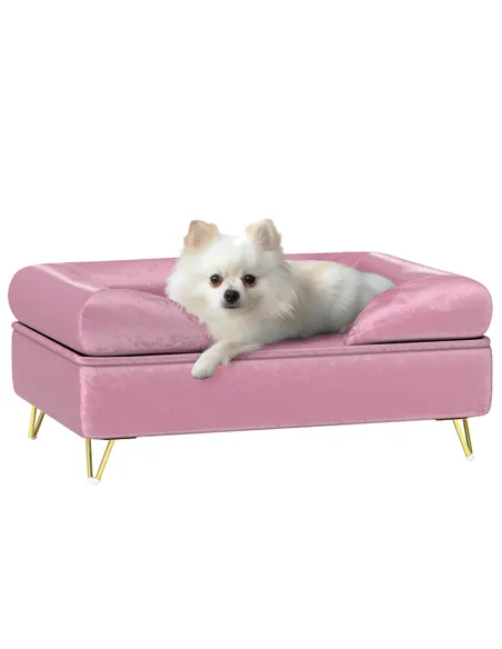 PawHut Cat Sofa Pet Couch w/ Removable Backrest, Soft Cushion, Washable Cover, for Small and Medium Sized Dogs, Pink