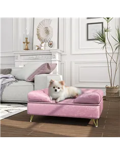 PawHut Cat Sofa Pet Couch w/ Removable Backrest, Soft Cushion, Washable Cover, for Small and Medium Sized Dogs, Pink 2
