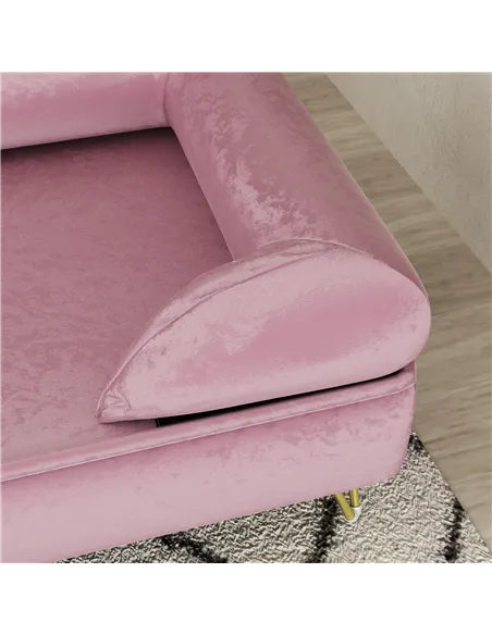 PawHut Cat Sofa Pet Couch w/ Removable Backrest, Soft Cushion, Washable Cover, for Small and Medium Sized Dogs, Pink