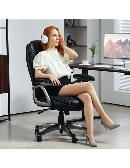 HOMCOM 49.5-59cm Faux Leather Office Chair - Black