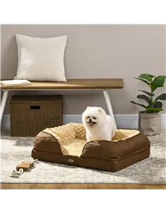 PawHut Calming Dog Bed Pet Mattress w/ Removable Cover, Anti-Slip Bottom, for Small Dogs, 70L x 50W x 18Hcm - Brown 2