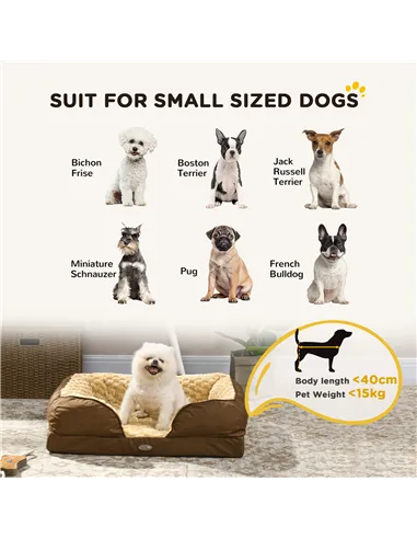 PawHut Calming Dog Bed Pet Mattress w/ Removable Cover, Anti-Slip Bottom, for Small Dogs, 70L x 50W x 18Hcm - Brown