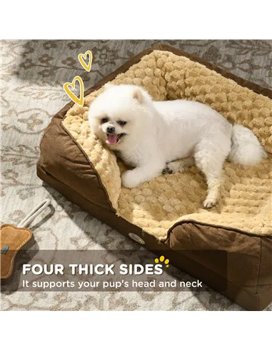 PawHut Calming Dog Bed Pet Mattress w/ Removable Cover, Anti-Slip Bottom, for Small Dogs, 70L x 50W x 18Hcm - Brown