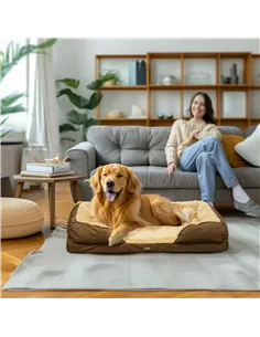 PawHut Calming Dog Bed Pet Mattress w/ Removable Cover, Anti-Slip Bottom, for Large Dogs, 120L x 80W x 22Hcm - Brown 2