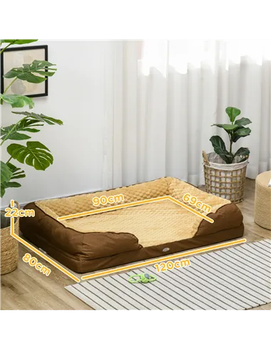 PawHut Calming Dog Bed Pet Mattress w/ Removable Cover, Anti-Slip Bottom, for Large Dogs, 120L x 80W x 22Hcm - Brown