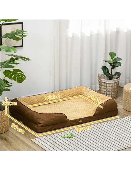 PawHut Calming Dog Bed Pet Mattress w/ Removable Cover, Anti-Slip Bottom, for Large Dogs, 120L x 80W x 22Hcm - Brown