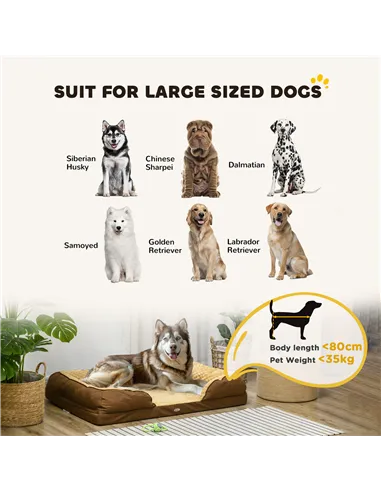 PawHut Calming Dog Bed Pet Mattress w/ Removable Cover, Anti-Slip Bottom, for Large Dogs, 120L x 80W x 22Hcm - Brown