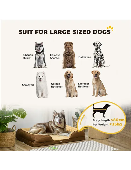 PawHut Calming Dog Bed Pet Mattress w/ Removable Cover, Anti-Slip Bottom, for Large Dogs, 120L x 80W x 22Hcm - Brown