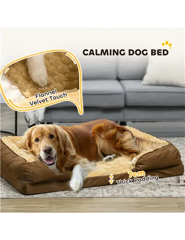 PawHut Calming Dog Bed Pet Mattress w/ Removable Cover, Anti-Slip Bottom, for Large Dogs, 120L x 80W x 22Hcm - Brown