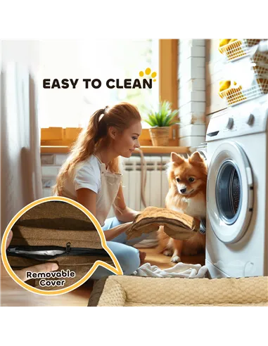 PawHut Calming Dog Bed Pet Mattress w/ Removable Cover, Anti-Slip Bottom, for Large Dogs, 120L x 80W x 22Hcm - Brown