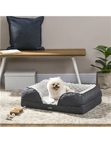 PawHut Calming Dog Bed Pet Mattress w/ Removable Cover, Anti-Slip Bottom, for Small Dogs, 70L x 50W x 18Hcm - Charcoal Grey