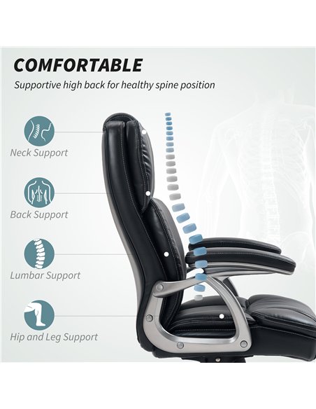 HOMCOM 49.5-59cm Faux Leather Office Chair - Black