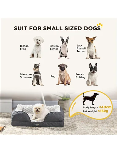 PawHut Calming Dog Bed Pet Mattress w/ Removable Cover, Anti-Slip Bottom, for Small Dogs, 70L x 50W x 18Hcm - Charcoal Grey