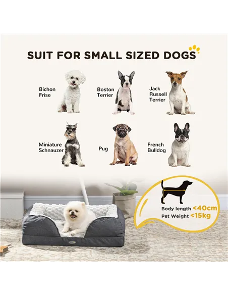 PawHut Calming Dog Bed Pet Mattress w/ Removable Cover, Anti-Slip Bottom, for Small Dogs, 70L x 50W x 18Hcm - Charcoal Grey