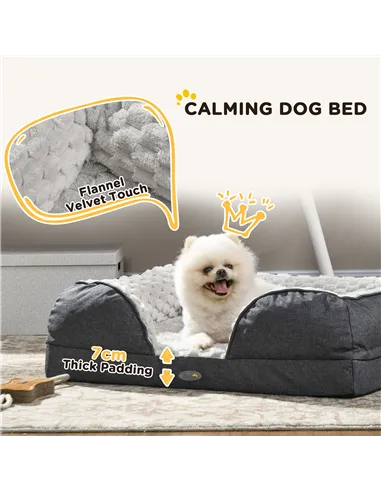 PawHut Calming Dog Bed Pet Mattress w/ Removable Cover, Anti-Slip Bottom, for Small Dogs, 70L x 50W x 18Hcm - Charcoal Grey