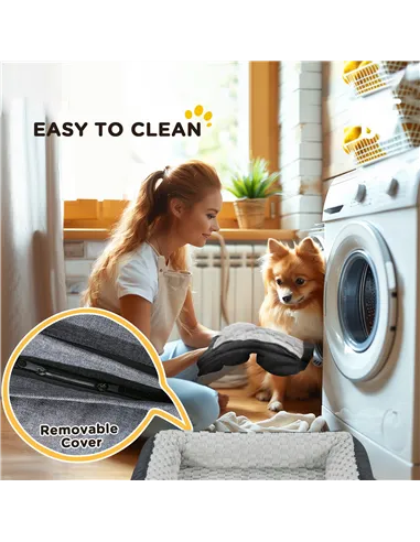 PawHut Calming Dog Bed Pet Mattress w/ Removable Cover, Anti-Slip Bottom, for Small Dogs, 70L x 50W x 18Hcm - Charcoal Grey