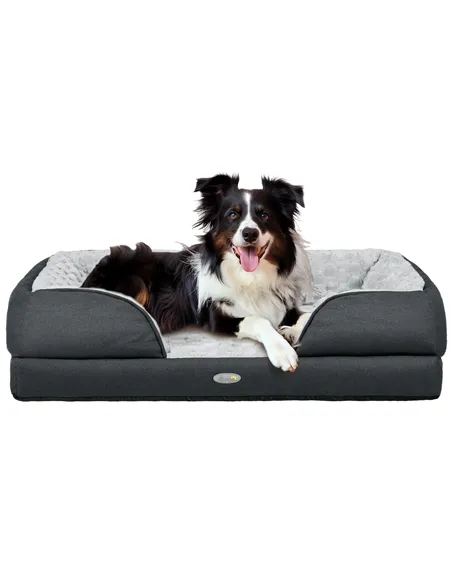 PawHut Calming Dog Bed Pet Mattress w/ Removable Cover, Anti-Slip Bottom, for Medium Dogs, 90L x 69W x 21Hcm - Charcoal Grey