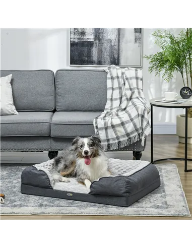 PawHut Calming Dog Bed Pet Mattress w/ Removable Cover, Anti-Slip Bottom, for Medium Dogs, 90L x 69W x 21Hcm - Charcoal Grey