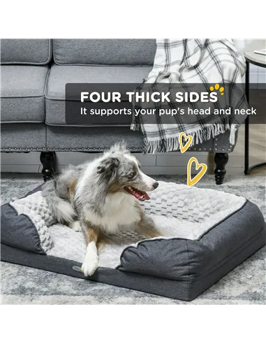 PawHut Calming Dog Bed Pet Mattress w/ Removable Cover, Anti-Slip Bottom, for Medium Dogs, 90L x 69W x 21Hcm - Charcoal Grey