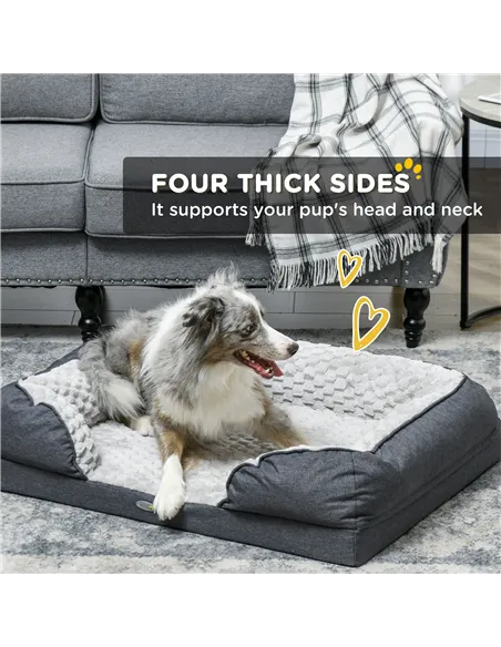 PawHut Calming Dog Bed Pet Mattress w/ Removable Cover, Anti-Slip Bottom, for Medium Dogs, 90L x 69W x 21Hcm - Charcoal Grey