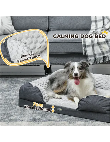 PawHut Calming Dog Bed Pet Mattress w/ Removable Cover, Anti-Slip Bottom, for Medium Dogs, 90L x 69W x 21Hcm - Charcoal Grey