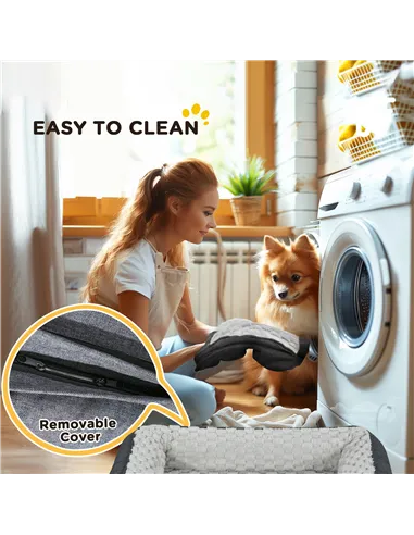 PawHut Calming Dog Bed Pet Mattress w/ Removable Cover, Anti-Slip Bottom, for Medium Dogs, 90L x 69W x 21Hcm - Charcoal Grey