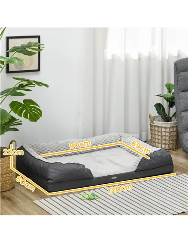 PawHut Calming Dog Bed Pet Mattress w/ Removable Cover, Anti-Slip Bottom, for Large Dogs, 120L x 80W x 22Hcm - Charcoal Grey
