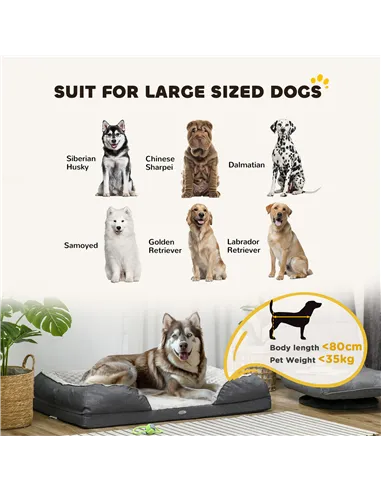 PawHut Calming Dog Bed Pet Mattress w/ Removable Cover, Anti-Slip Bottom, for Large Dogs, 120L x 80W x 22Hcm - Charcoal Grey