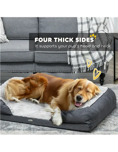 PawHut Calming Dog Bed Pet Mattress w/ Removable Cover, Anti-Slip Bottom, for Large Dogs, 120L x 80W x 22Hcm - Charcoal Grey