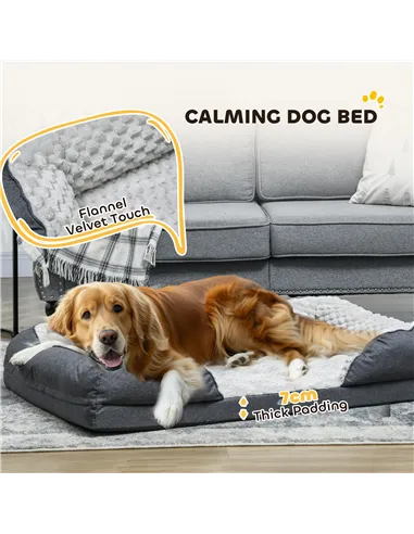 PawHut Calming Dog Bed Pet Mattress w/ Removable Cover, Anti-Slip Bottom, for Large Dogs, 120L x 80W x 22Hcm - Charcoal Grey