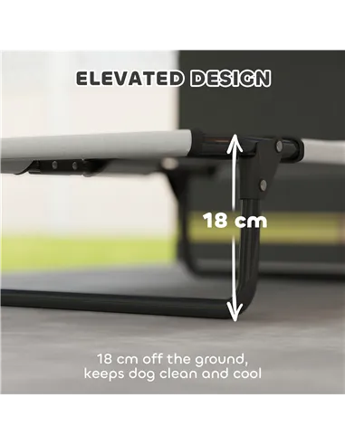 PawHut Portable Raised Dog Bed, Elevated Pet Cot with Breathable Mesh for Indoor Outdoor, for Small Medium Dogs, Light Grey