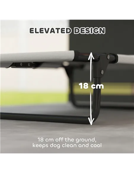 PawHut Portable Raised Dog Bed, Elevated Pet Cot with Breathable Mesh for Indoor Outdoor, for Small Medium Dogs, Light Grey