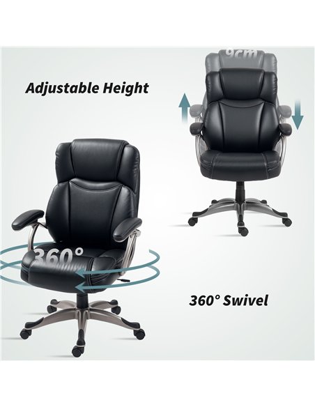HOMCOM 49.5-59cm Faux Leather Office Chair - Black