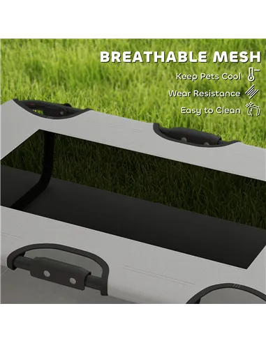 PawHut Portable Raised Dog Bed, Elevated Pet Cot with Breathable Mesh for Indoor Outdoor, for Small Medium Dogs, Light Grey