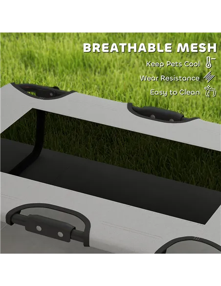 PawHut Portable Raised Dog Bed, Elevated Pet Cot with Breathable Mesh for Indoor Outdoor, for Small Medium Dogs, Light Grey