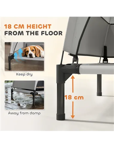 PawHut Portable Elevated Dog Bed with Removable Canopy, Cooling Raised Pet Cot for Small Medium Dogs, 76 x 61 x 60 cm