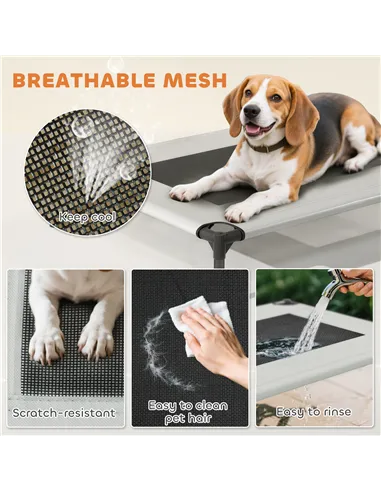 PawHut Portable Elevated Dog Bed with Removable Canopy, Cooling Raised Pet Cot for Small Medium Dogs, 76 x 61 x 60 cm